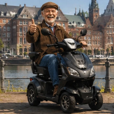 Fotorealistisches 10 km/h Elektromobil vor Bremer Kulisse