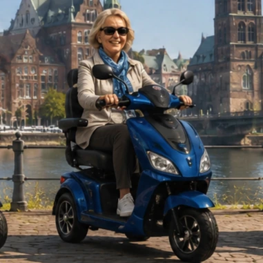Fotorealistisches 15 km/h Elektromobil vor Bremer Kulisse