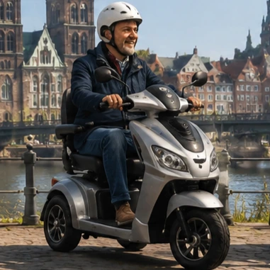 Fotorealistisches 20 km/h Elektromobil vor Bremer Kulisse